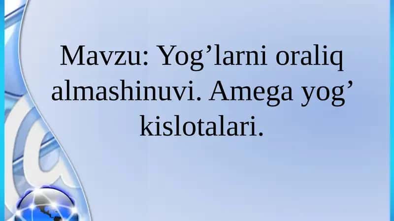 Yogʻlarni oraliq almashinuvi 1