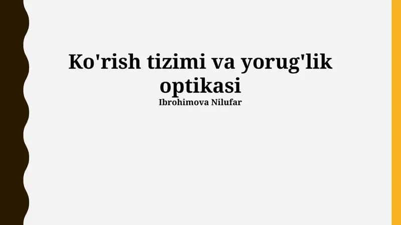 Ko'rish tizimi va yorug'lik optikasi 1