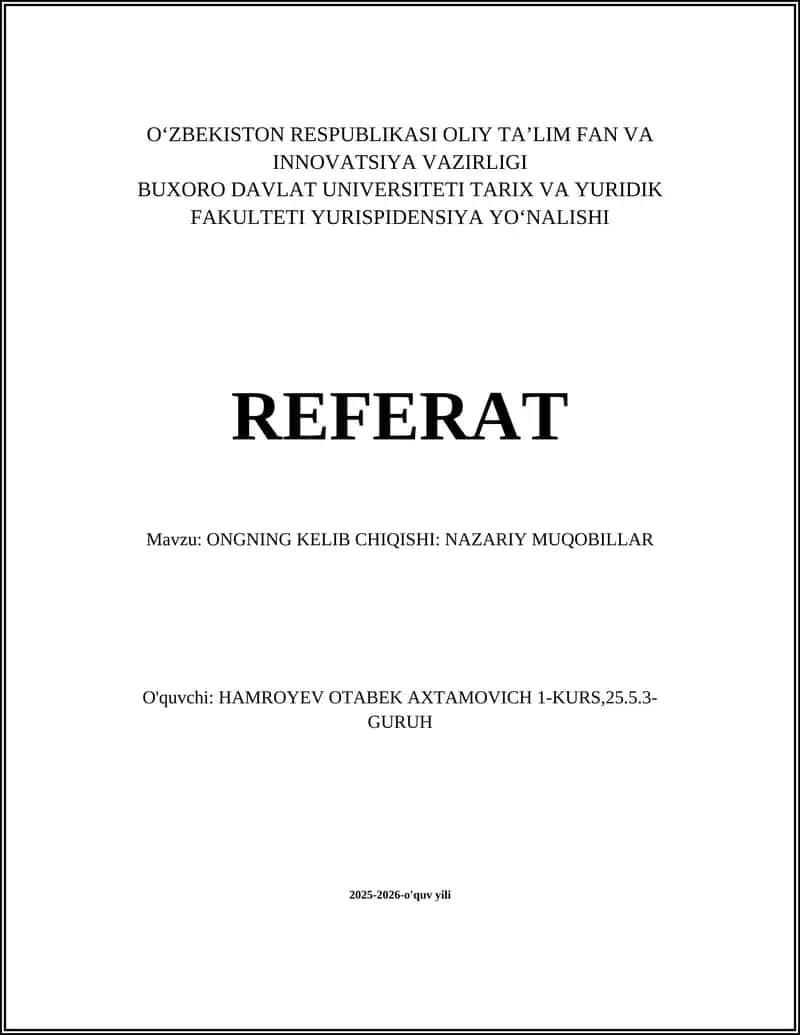 Materialistik tushuncha: ong nevral jarayon sifatida 1