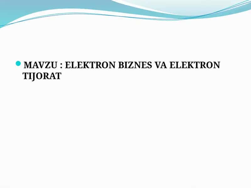 ELEKTRON BIZNES VA ELEKTRON TIJORAT 1