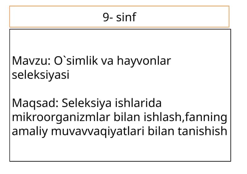 O`simlik va hayvonlar seleksiyasi 1