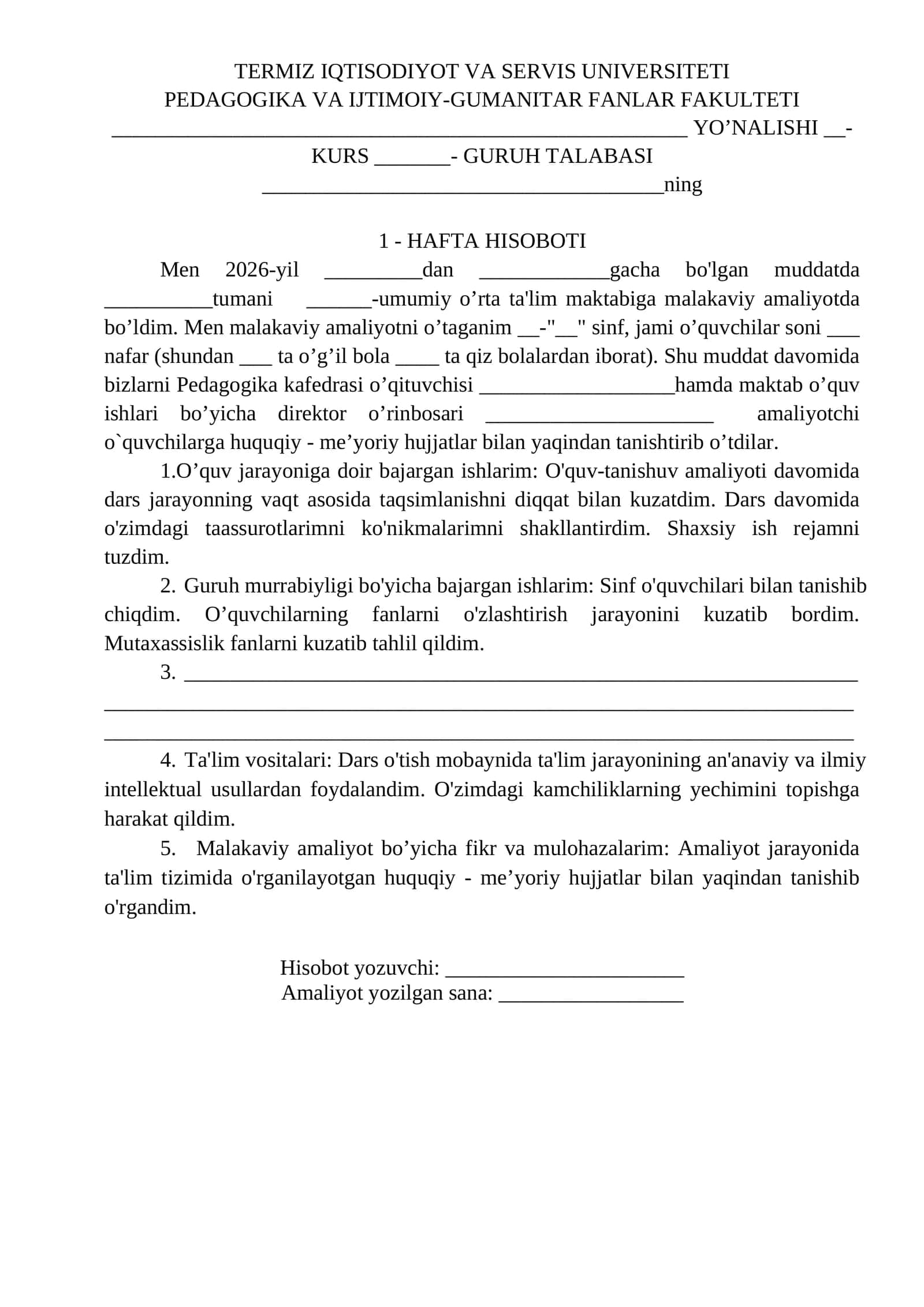 amaliyot hisoboti 4 haftalik boshlangich ta’lim 1