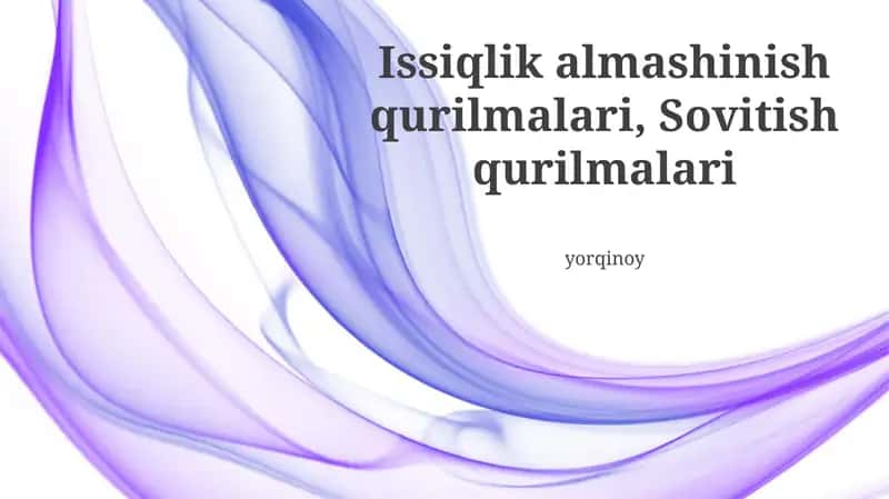 Issiqlik almashinu uskunalari 1