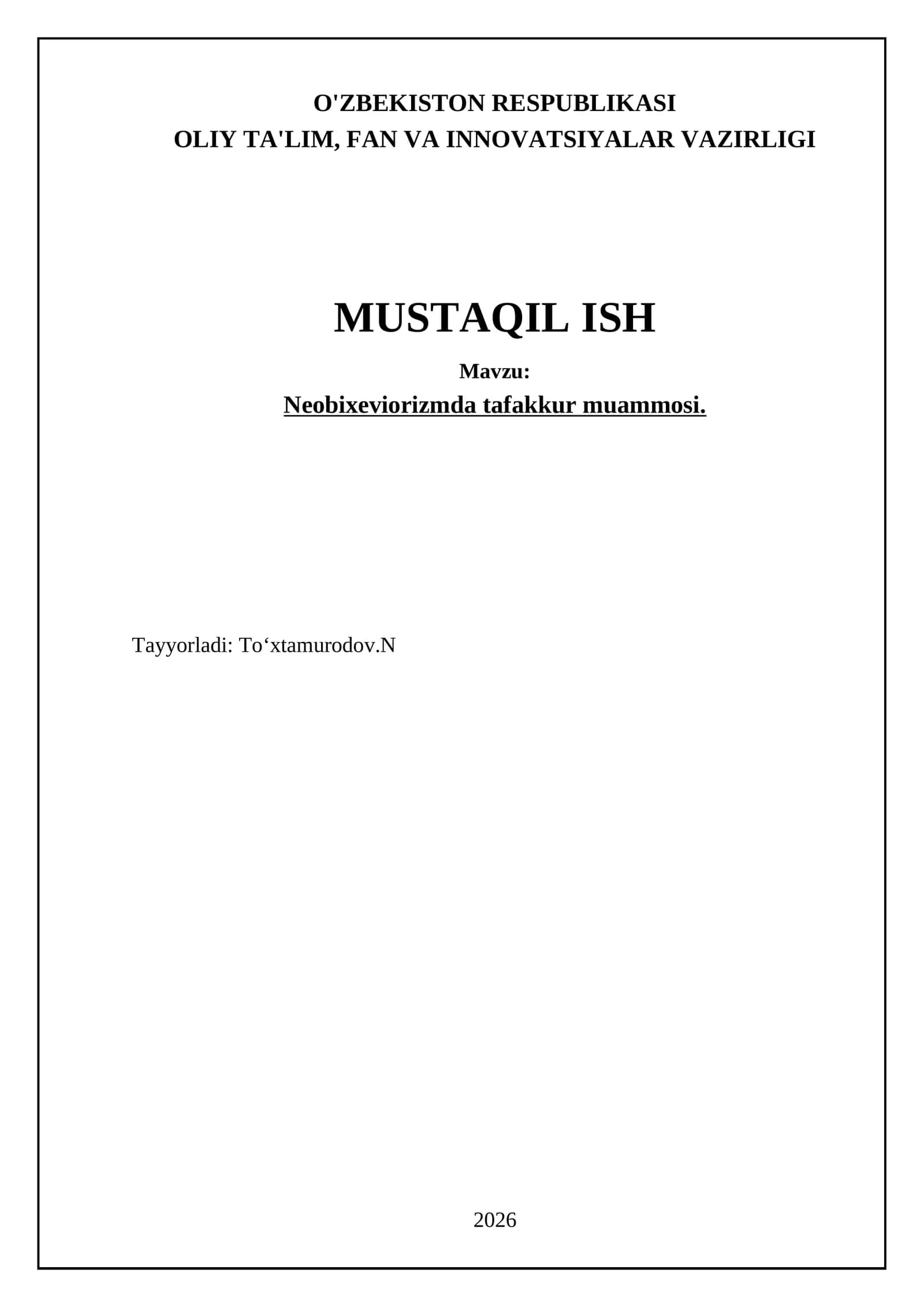 Neobixeviorizmda tafakkur muammosi 1