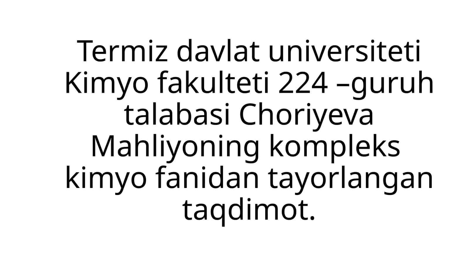 Kimyo Fanida Ta'lim 1
