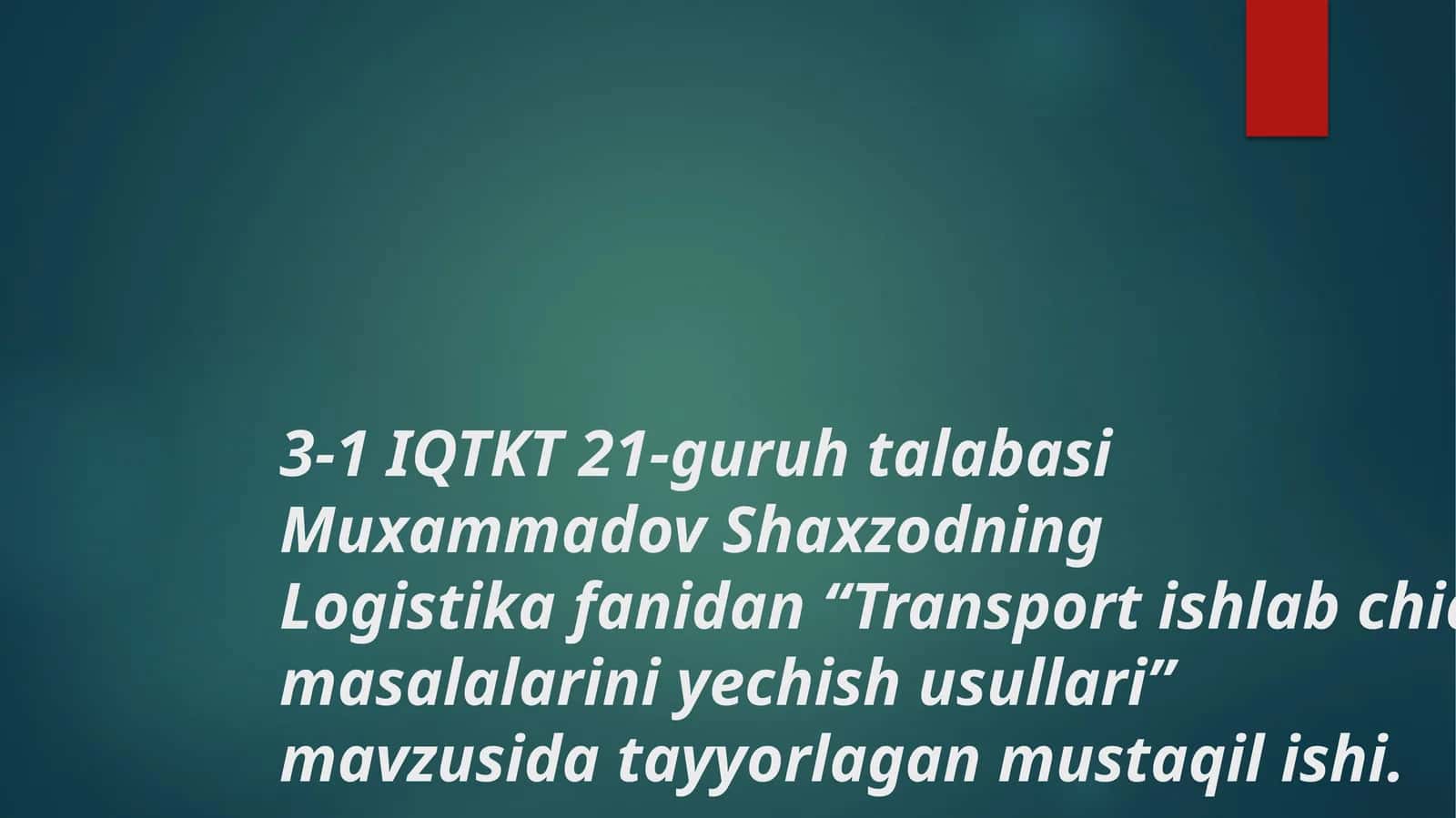 Transport logistikasi 1