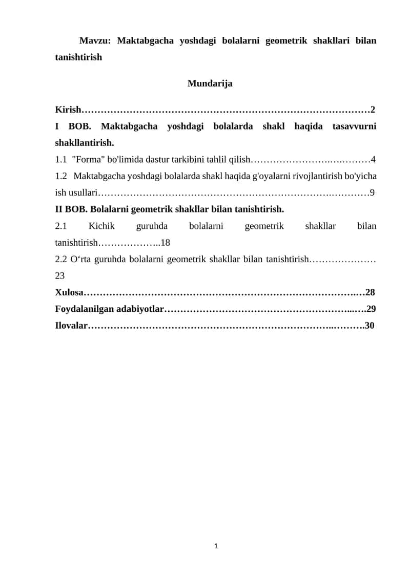 Maktabgacha yoshdagi bolalarni geometrik shakllari bilan tanishtirish 1