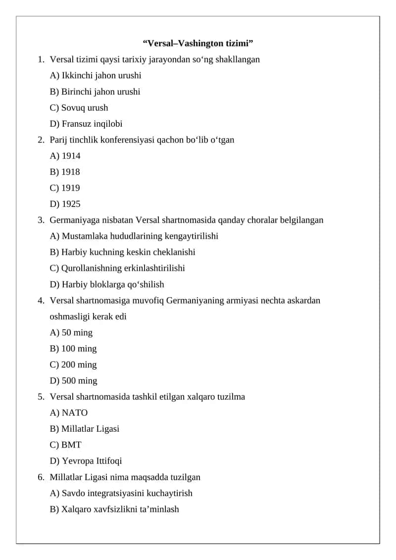 Versal–Vashington tizimi 1