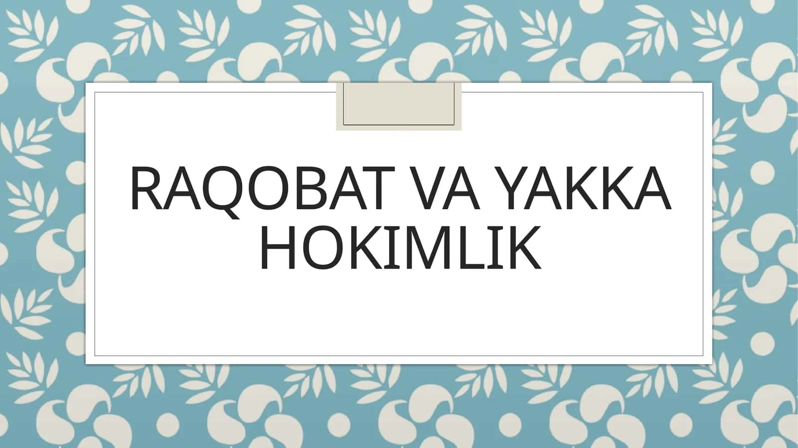 Raqobatvayakkahokimlik 1