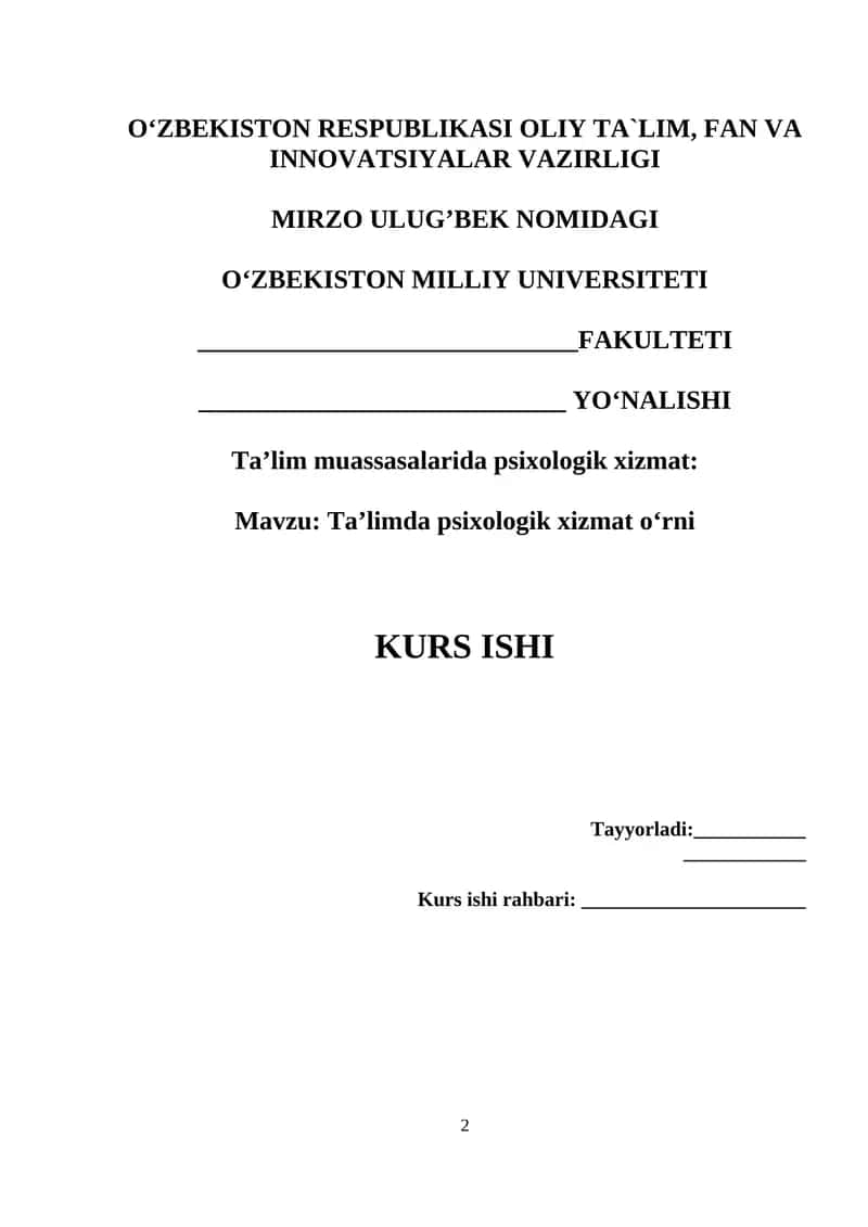 Psixologik xizmat ta'limda 1