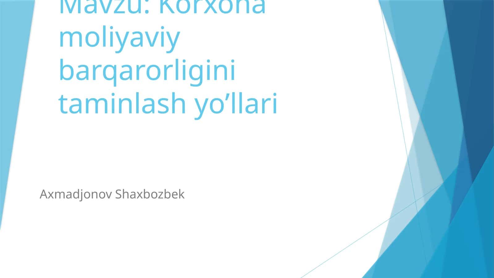 Korxona moliyaviy barqarorligini taminlash yo’llari 1