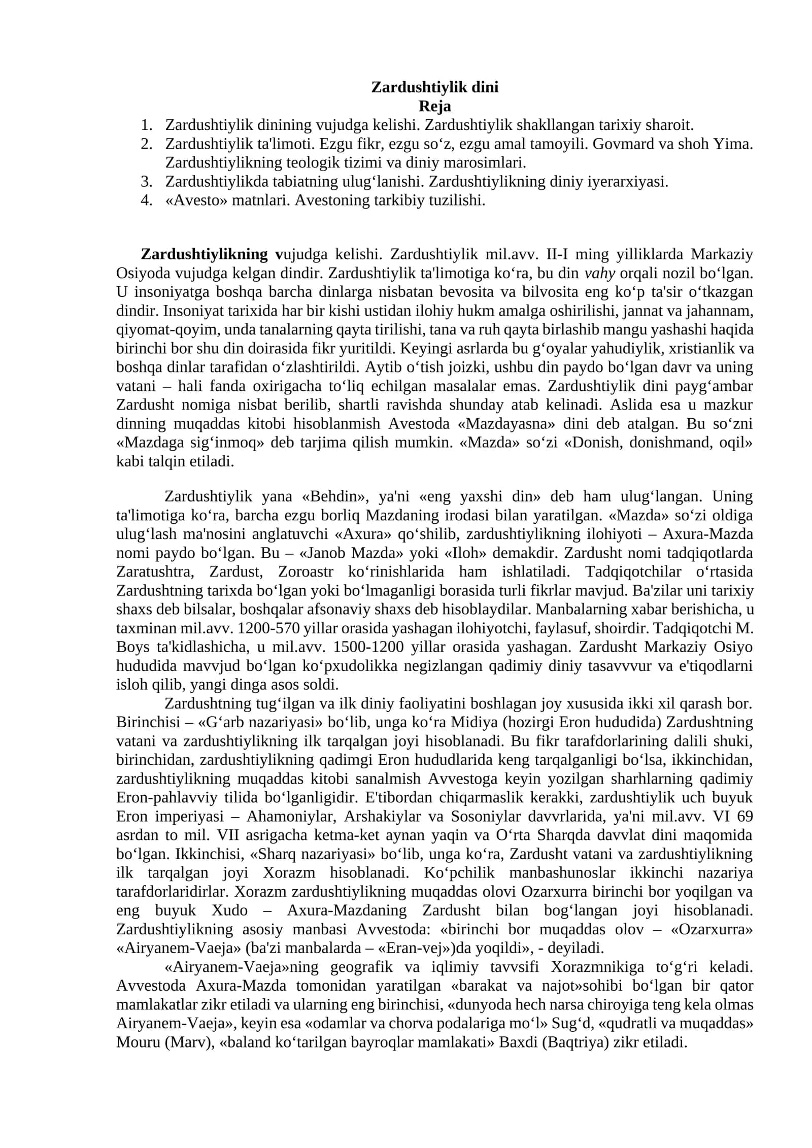 Zardushtiylik dini 1