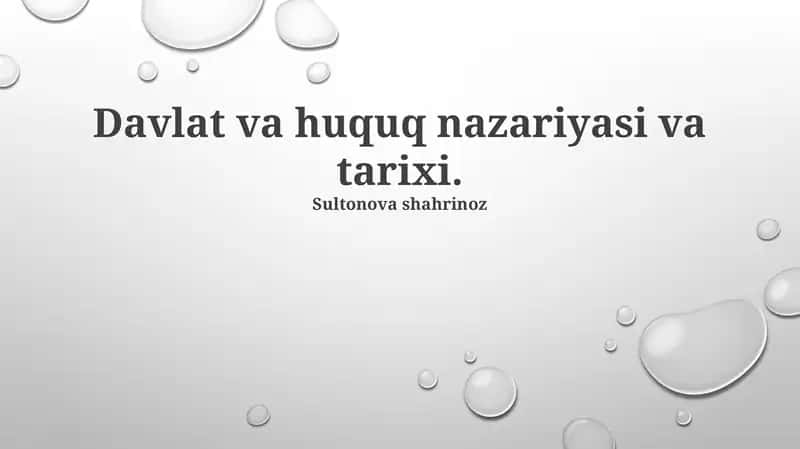 Davlat va huquq nazariyasi va tarixi 1