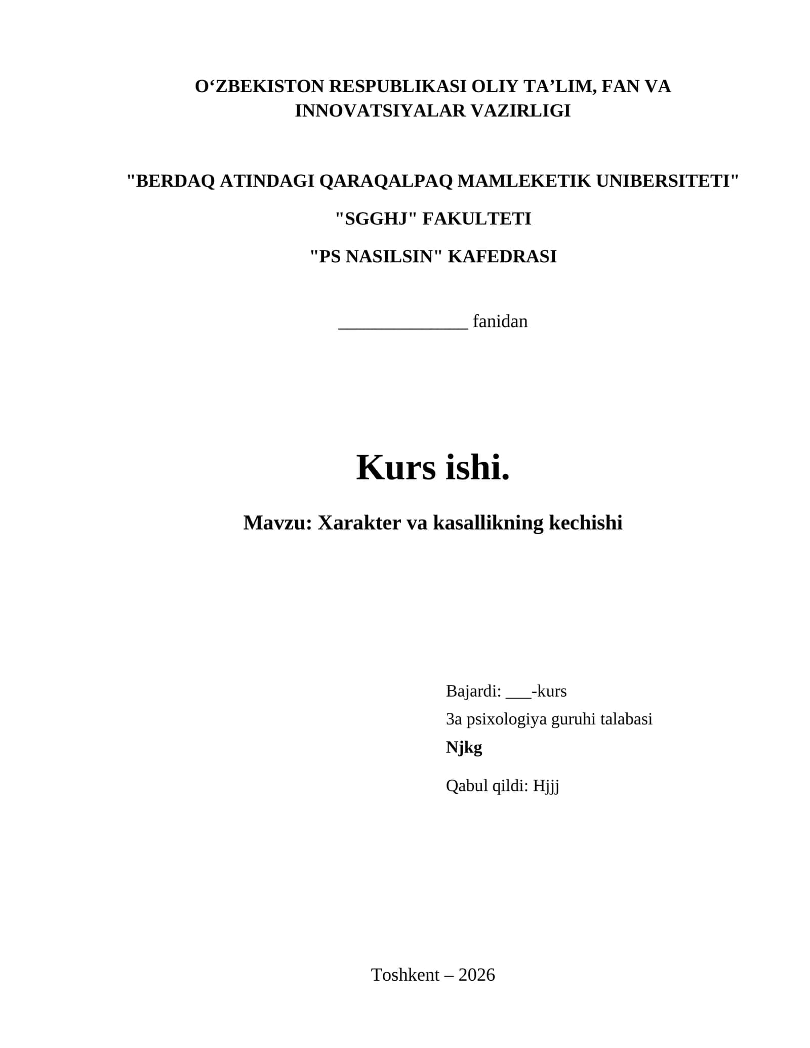 Xarakter va kasallikning kechishi 1
