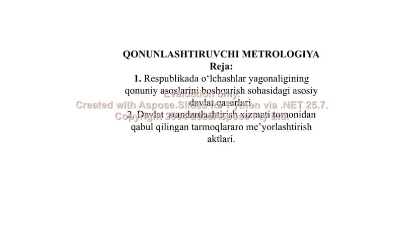 Qonunlashtiruvchi Metrologiya 1