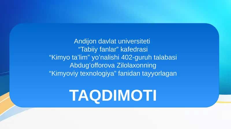 Kimyoviy texnologiya 1