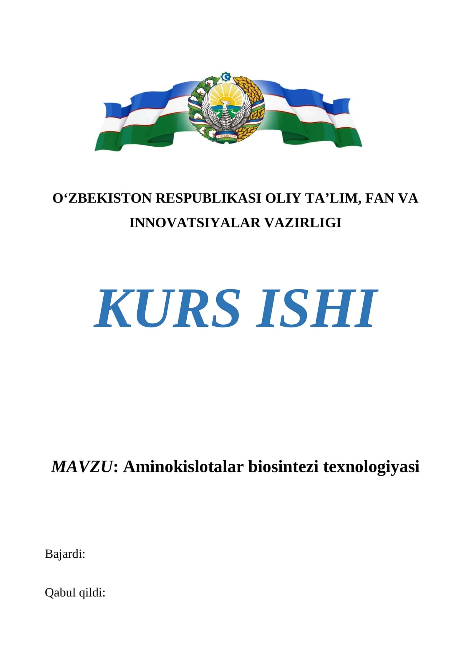 Aminokislotalar biosintezi texnologiyasi 1