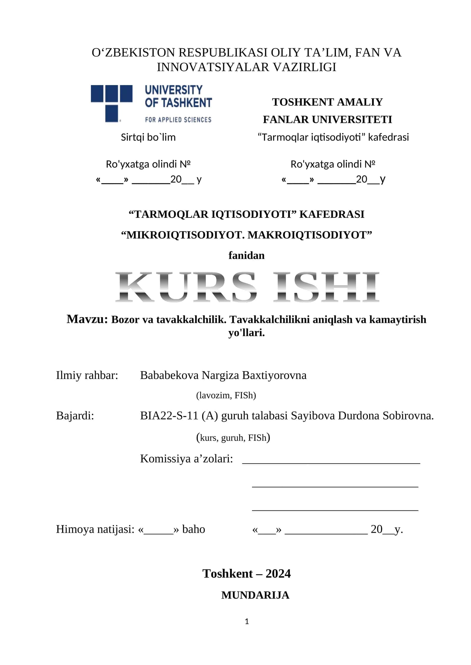 MIKROIQTISODIYOT. MAKROIQTISODIYOT 1