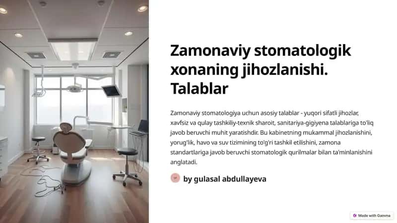 Zamonaviy stomatologik xonaning jihozlanishi 1