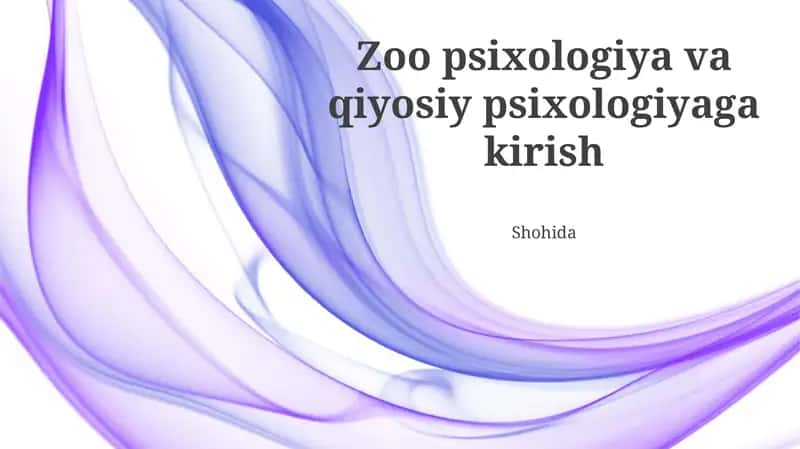 Zoo psixologiya va qiyosiy psixologiyaga kirish 1