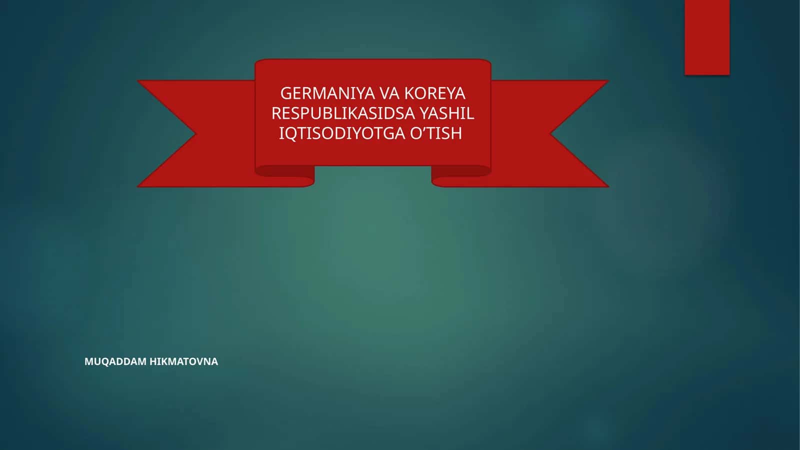 GERMANIYA VA KOREYA RESPUBLIKASIDSA YASHIL IQTISODIYOTGA O’TISH 1