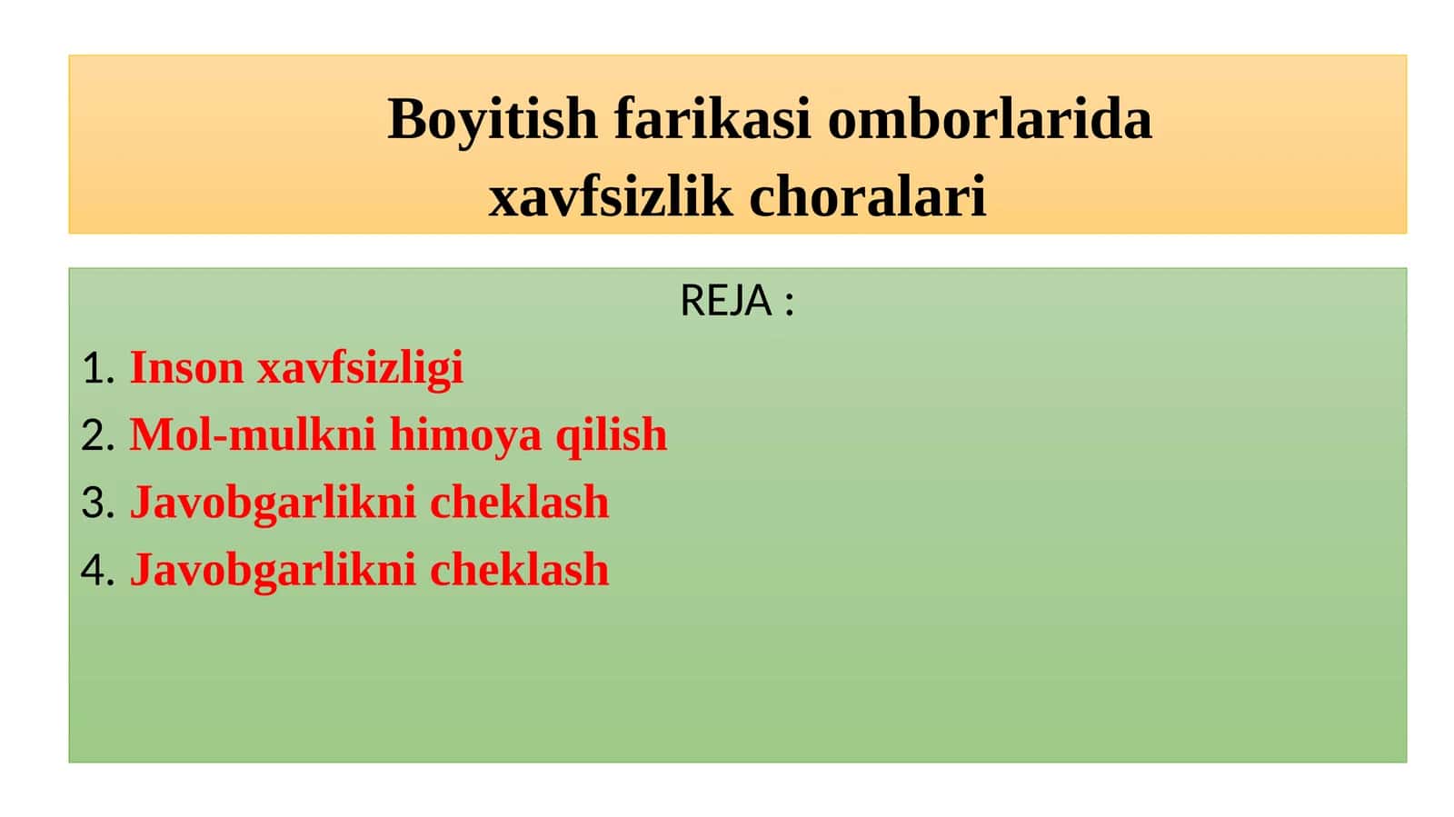 Boyitish korxonasi darida omborlarga xavfsizlik choralari 1