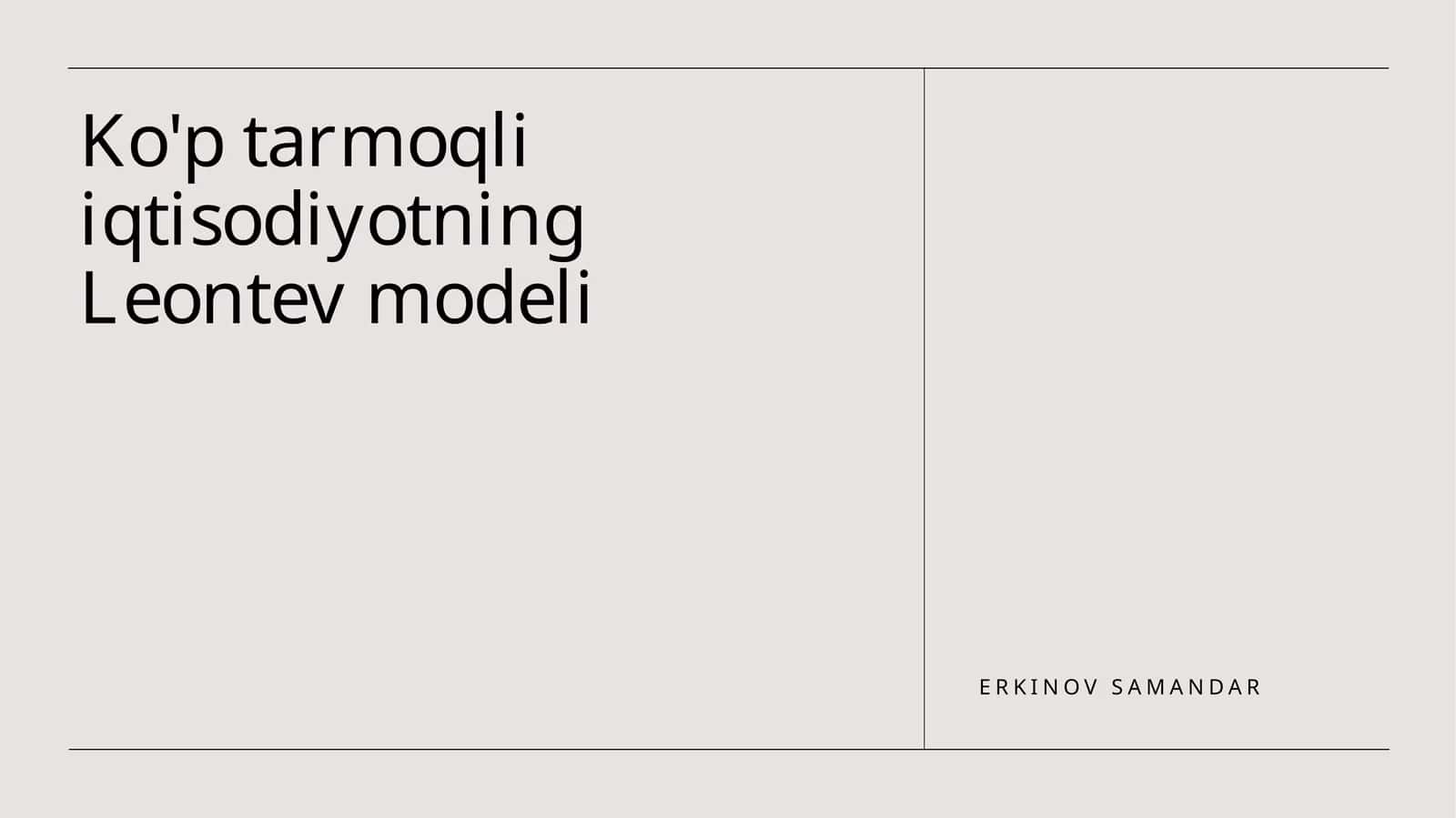 Leontev modeli 1