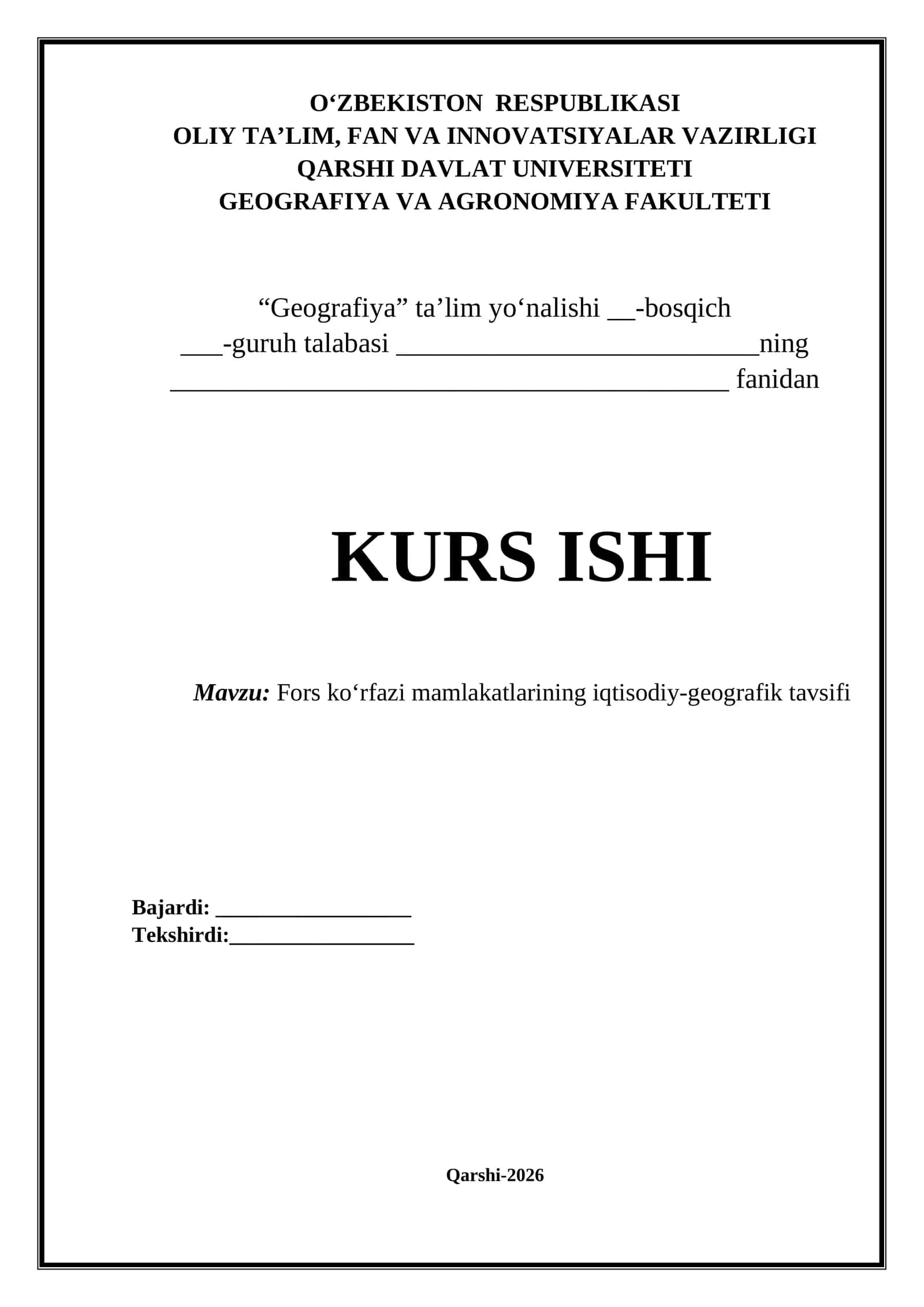 Fors ko‘rfazi mamlakatlarining iqtisodiy-geografik tavsifi 1