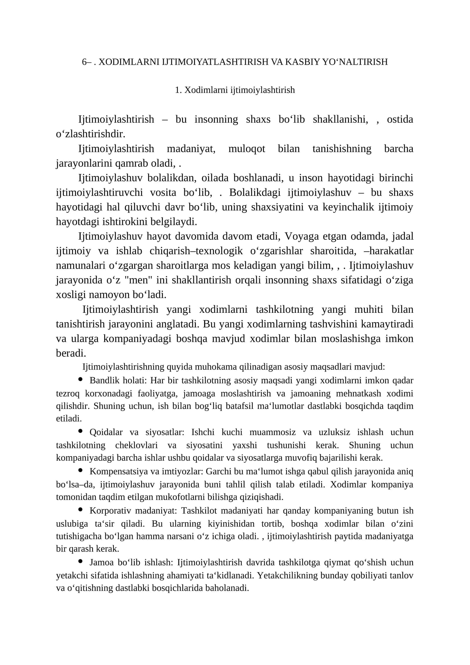 Xodimlarni ijtimoiylashtirish va kasbiy yoʻnaltirish 1