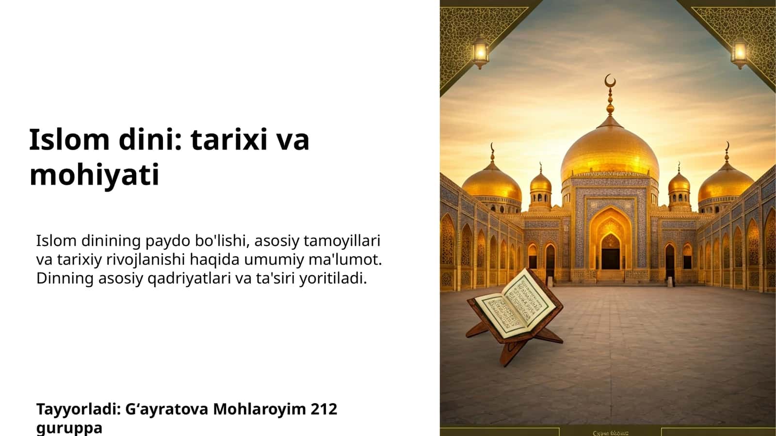 Islom dini: tarixi va mohiyati 1