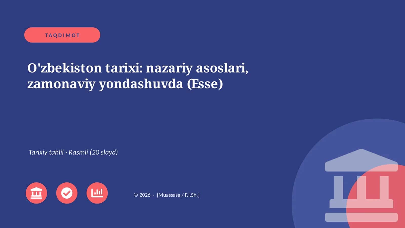 O'zbekiston tarixi: nazariy asoslari, zamonaviy yondashuvda (Esse) 1