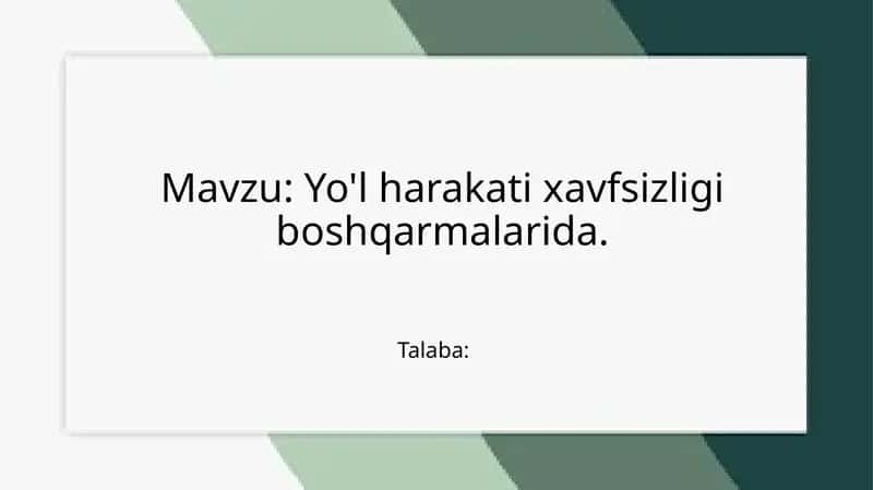 Yo'lharakati qoidalariga rioya qiling 1