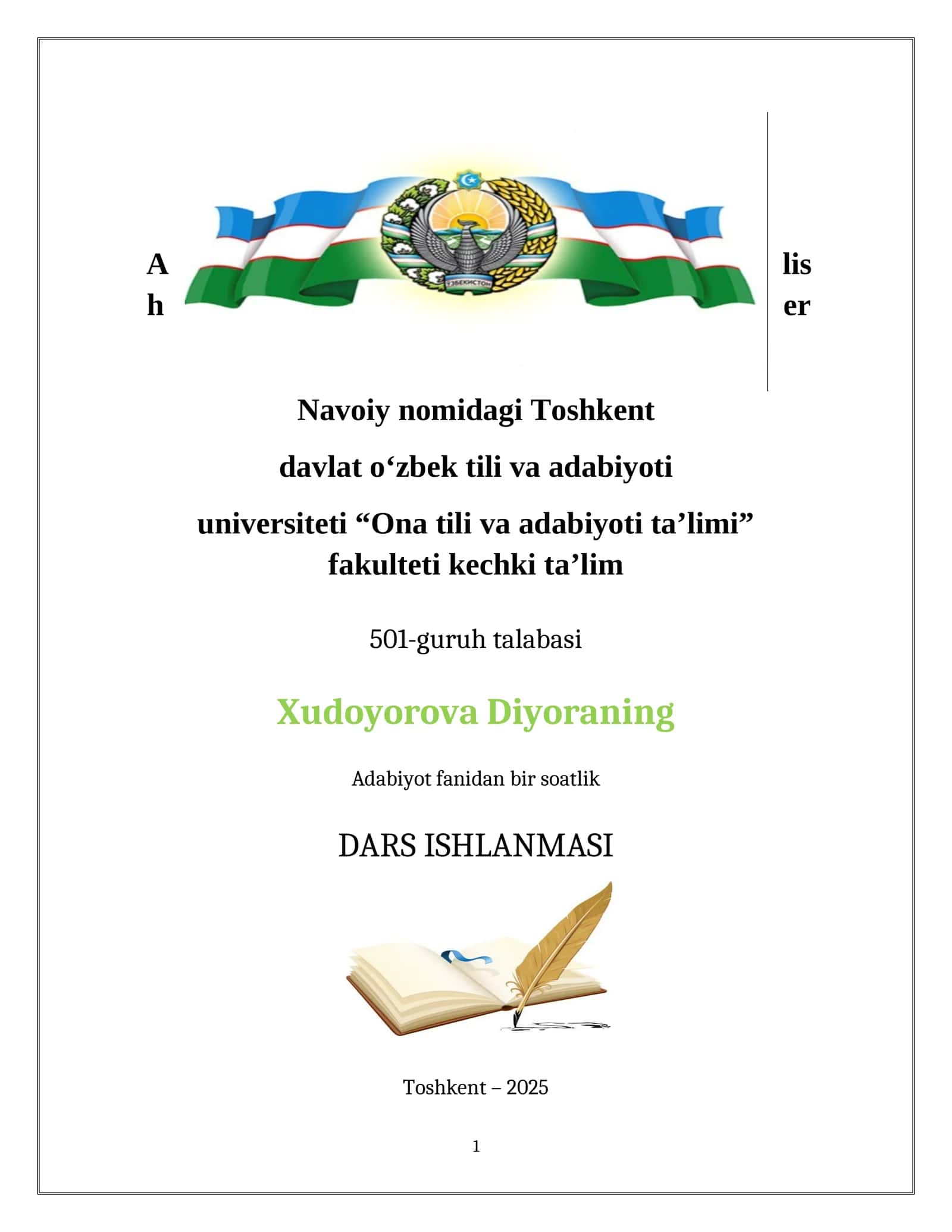 Dars Ishlanmasi Alfons Dodening "So‘nggi saboq" 1