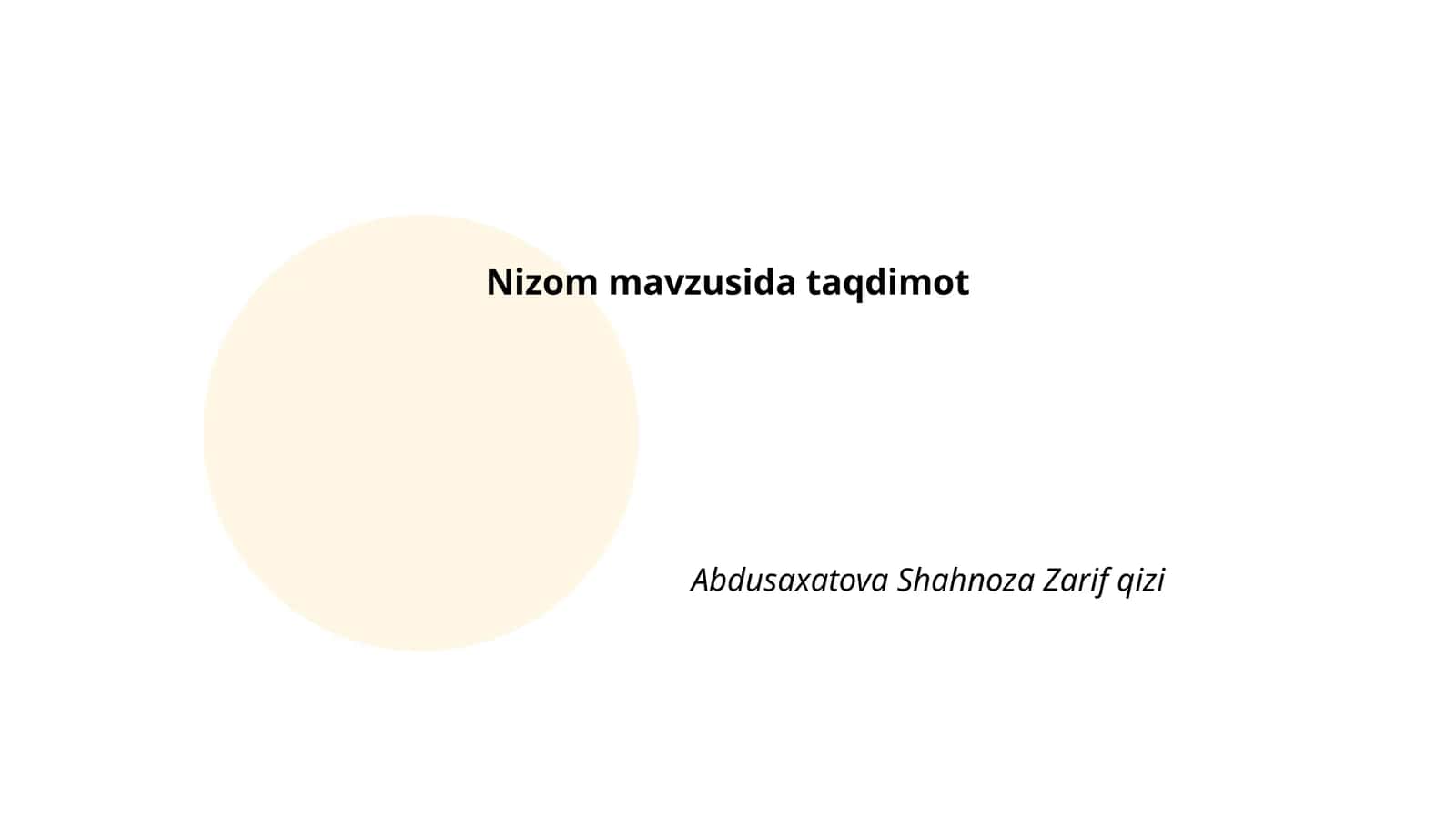 Nizom mavzusida taqdimot 1