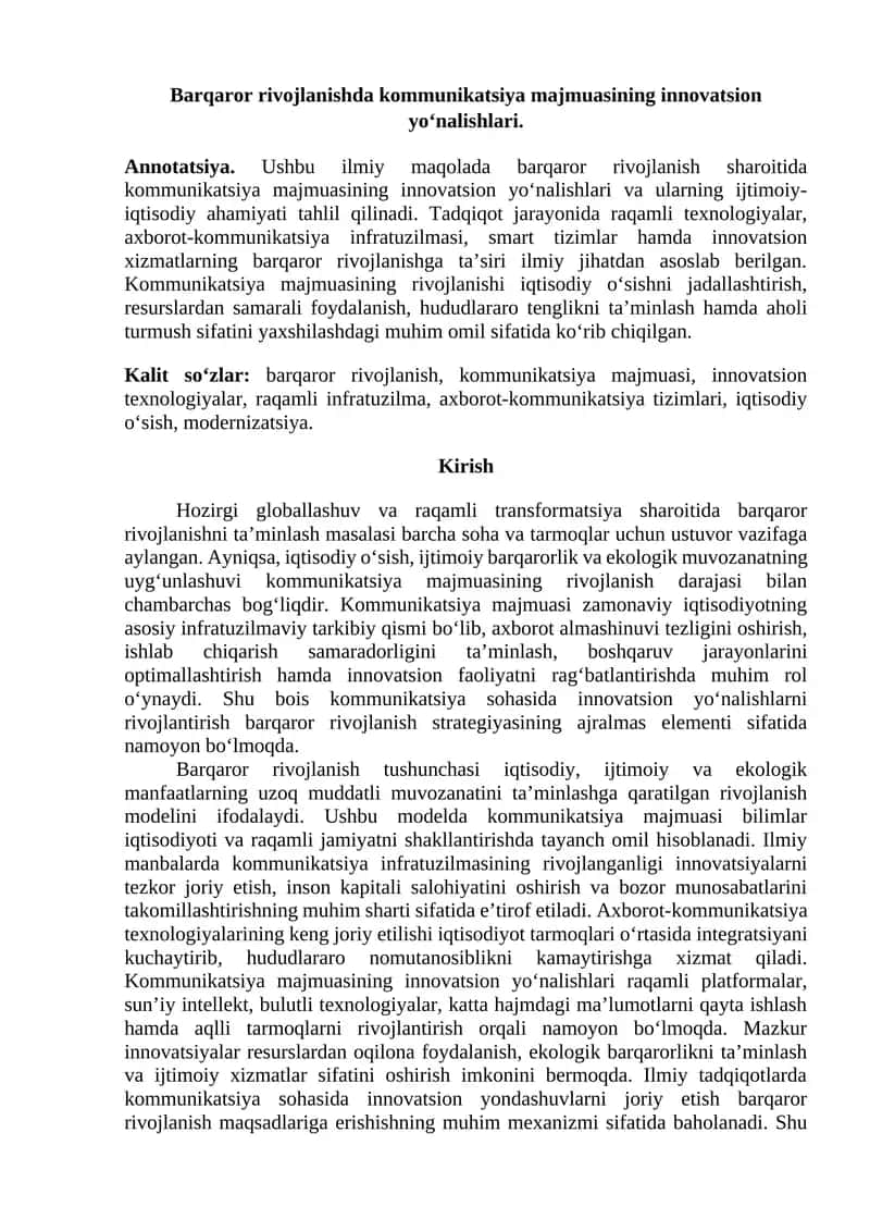 Kommunikatsiya majmuasining innovatsion yo‘nalishlari 1