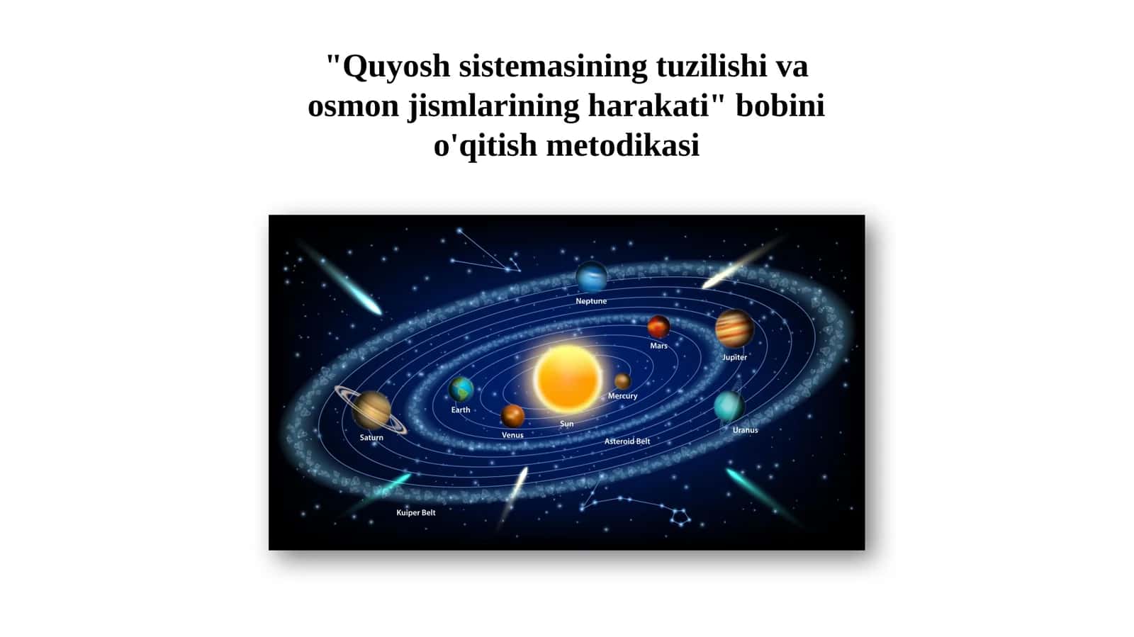 Quyosh sistemasining tuzilishi va osmon jismlarining harakati bobini o'qitish metodikasi 1