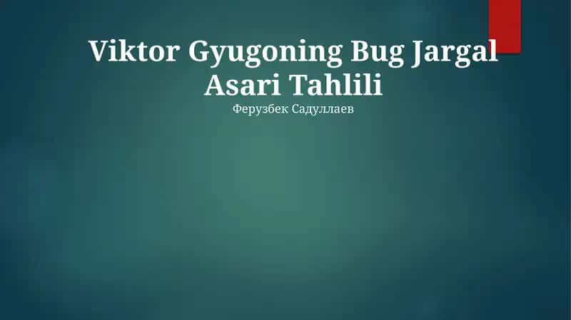 Viktor Gyugoning Bug Jargal Asari Tahlili 1