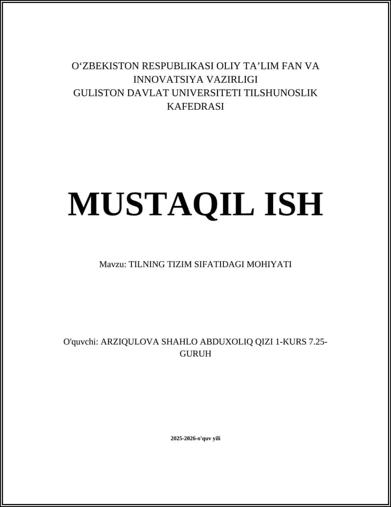 Tilning Tizim Sifatidagi Mohiyati 1