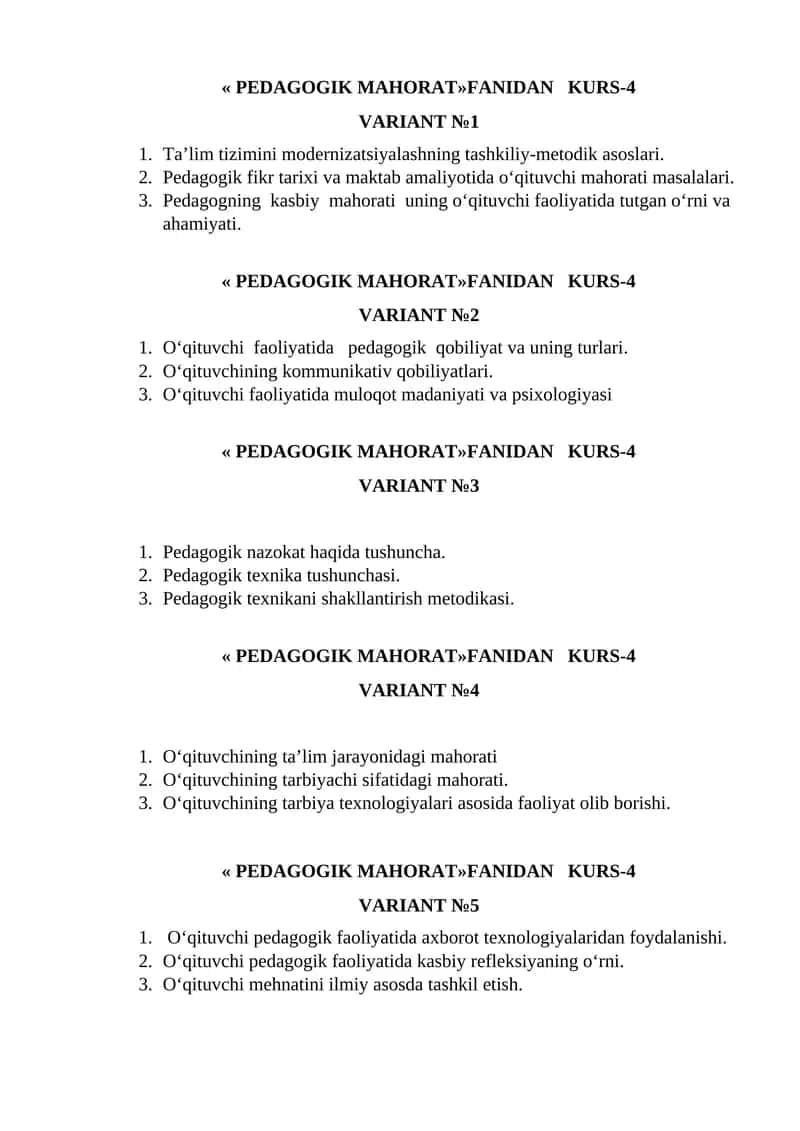 PEDAGOGIK MAHORAT»FANIDAN KURS-4 1