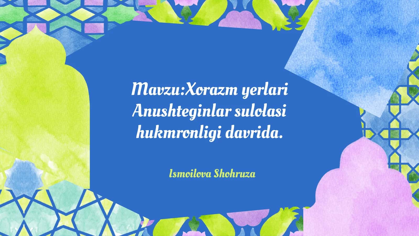 Xorazmyerlari Anushteginlar sulolasi hukmronligi davrida 1