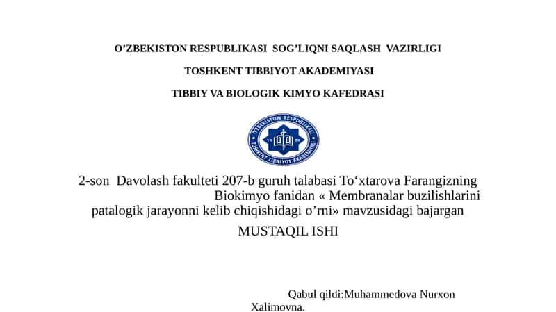 Membranalar buzilishlari 1