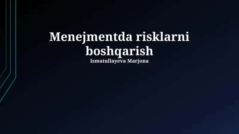 Xatarlarni kamaytirish strategiyasi 1