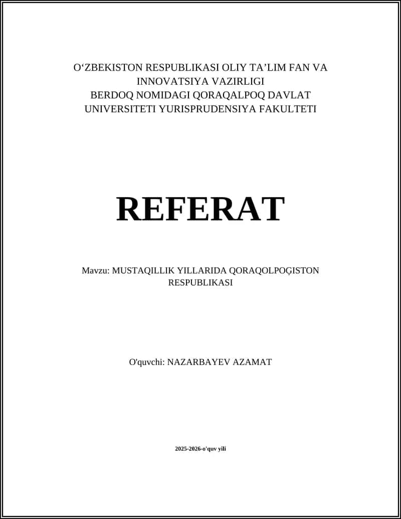 MUSTAQILLIK YILLARIDA QORAQOLPOĢISTON RESPUBLIKASI 1