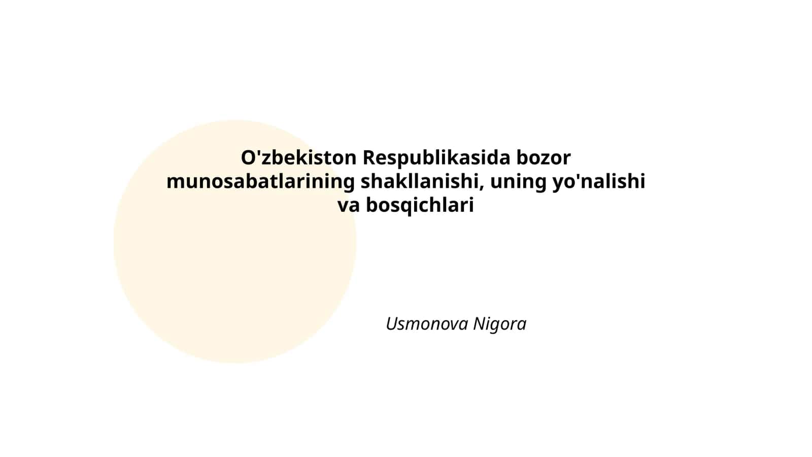 O'zbekiston Respublikasida bozor munosabatlarining shakllanishi, uning yo'nalishi va bosqichlari 1