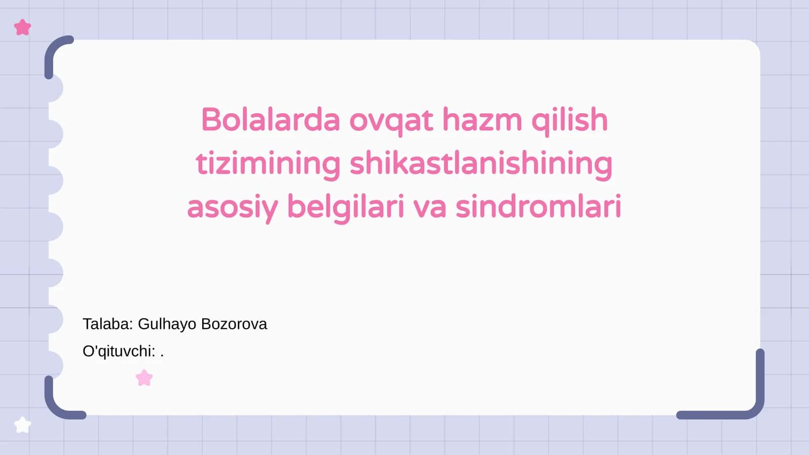 Bolalarda ovqat hazm qilish tizimi 1