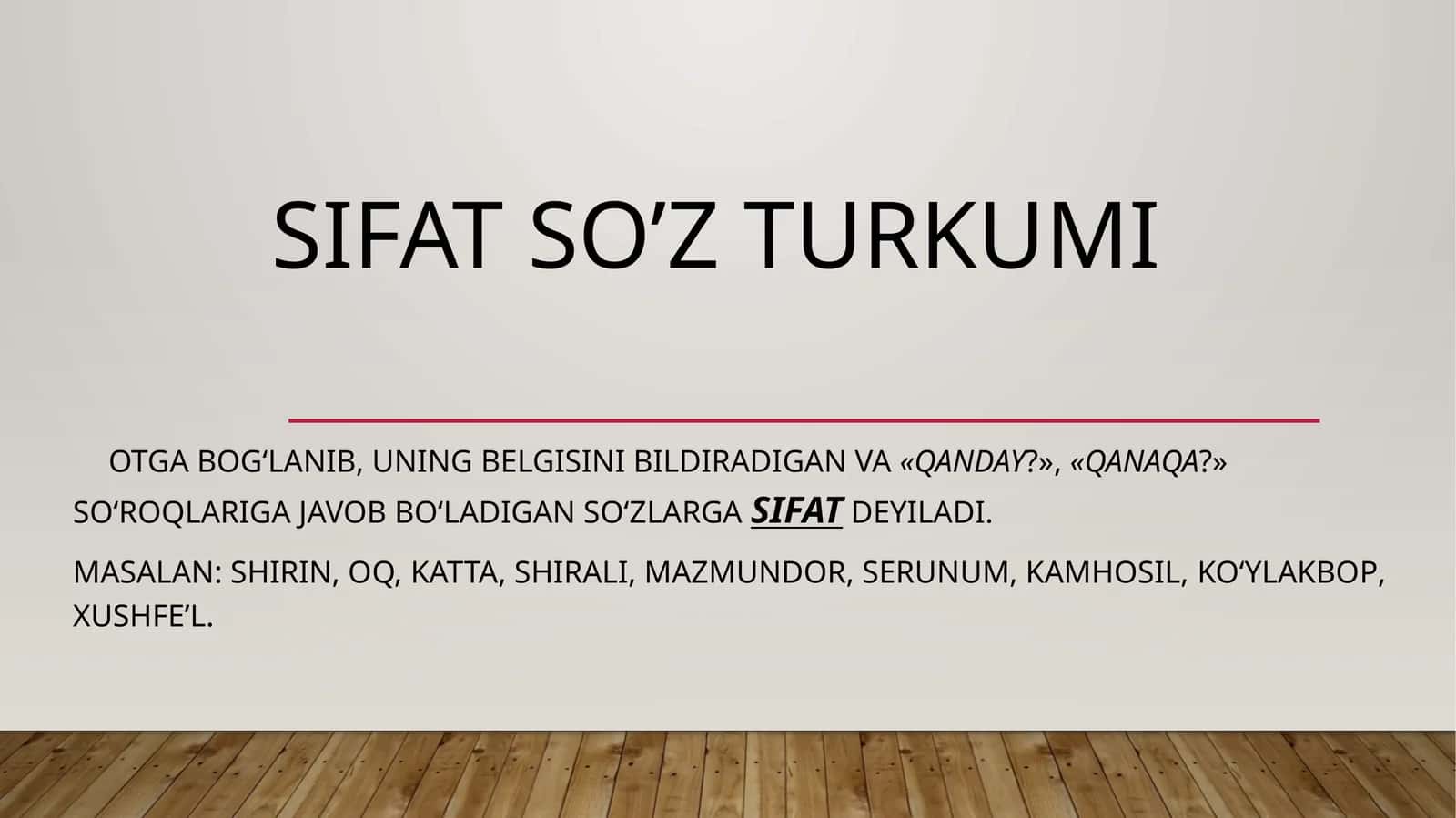 Sifat soʻz turkumi 1