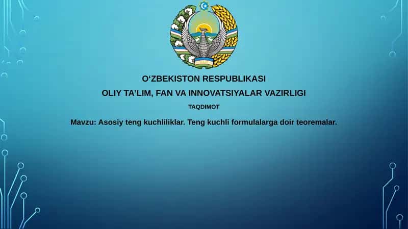 Teng kuchli formulalar 1