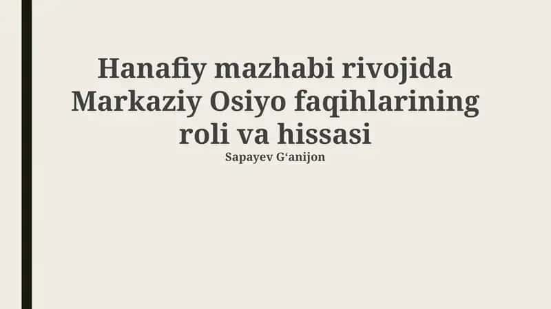 Markaziy Osiyo Faqihlarining Roli va Hissasi 1