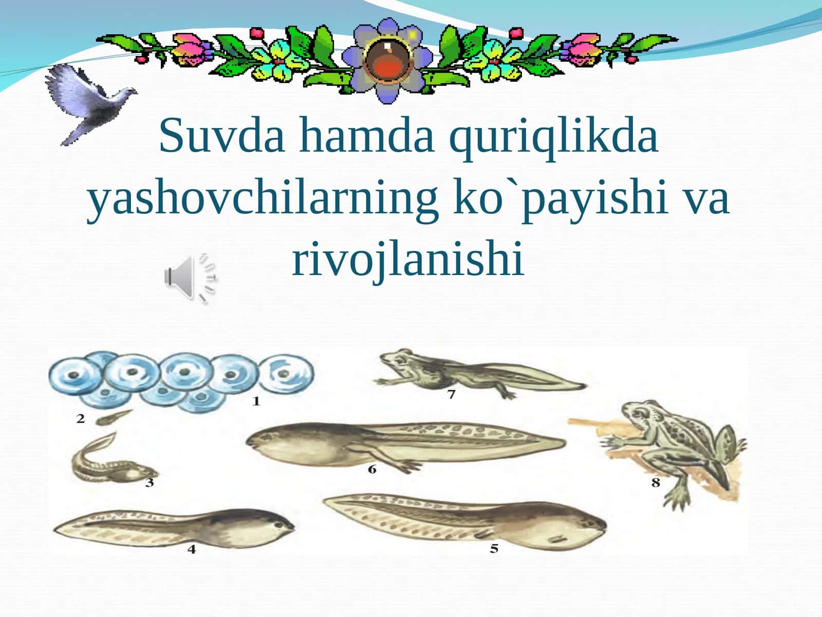 Suvda hamda quriqlikda yashovchilarning ko`payishi va rivojlanishi 1