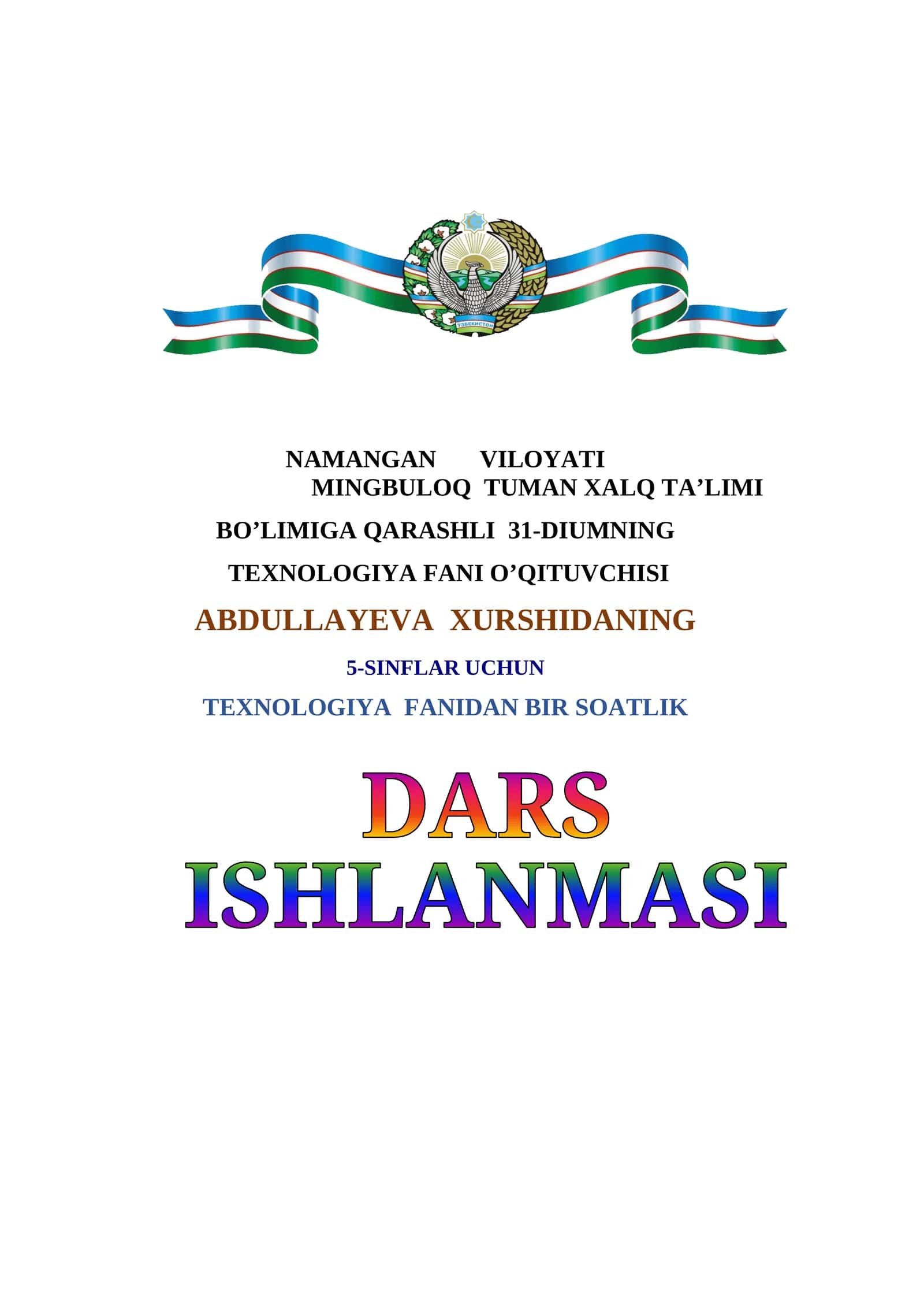 5-sinf Texnologiya fanidan To'qimachilik tolalari. Ip va gazlama haqida ma'lumot dars ishlanma 1